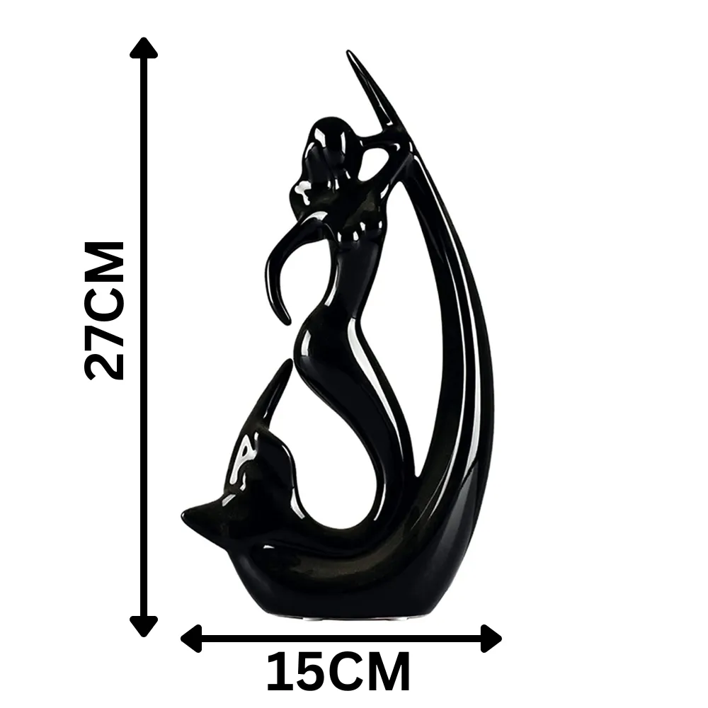 Aesthetic Ceramic Mermaid Table Accents (Pack of 2, Black & Red)