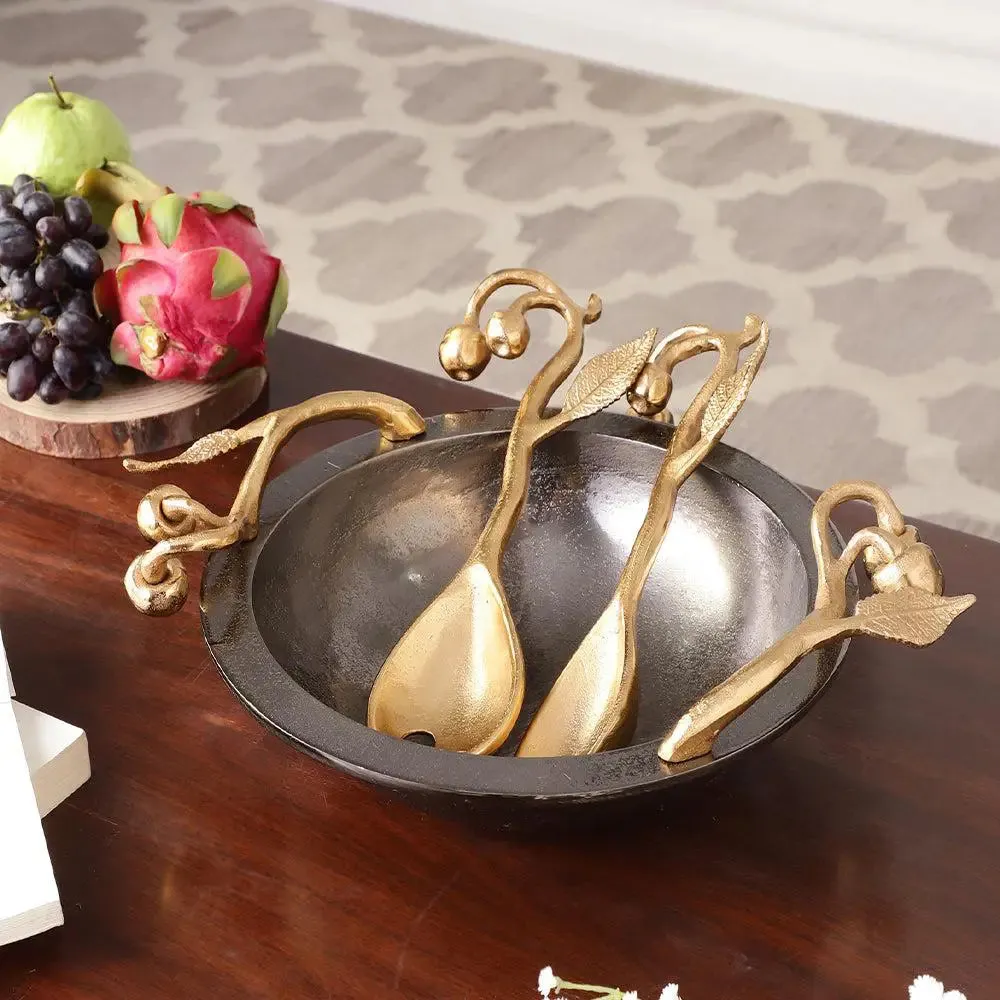 Aesthetic Cherry Vine Gold Décorative Bowl Set/ Designer Serveware