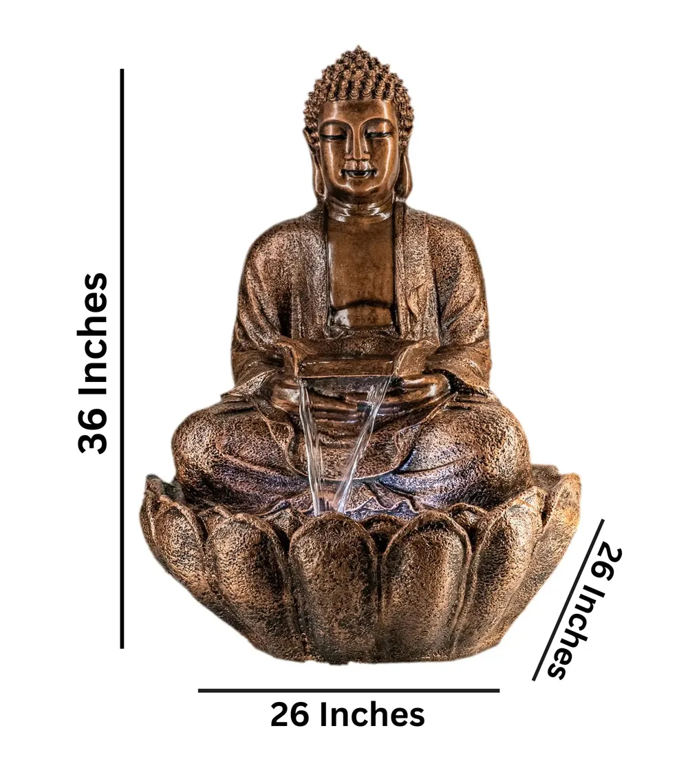 Aesthetic Copper Lotus Buddha Water Fountain for Home