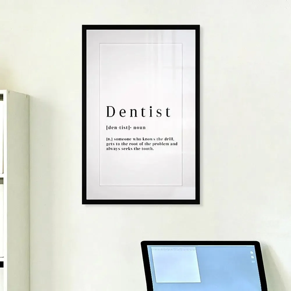 Aesthetic "Dentist Meaning" Framed Wall Art