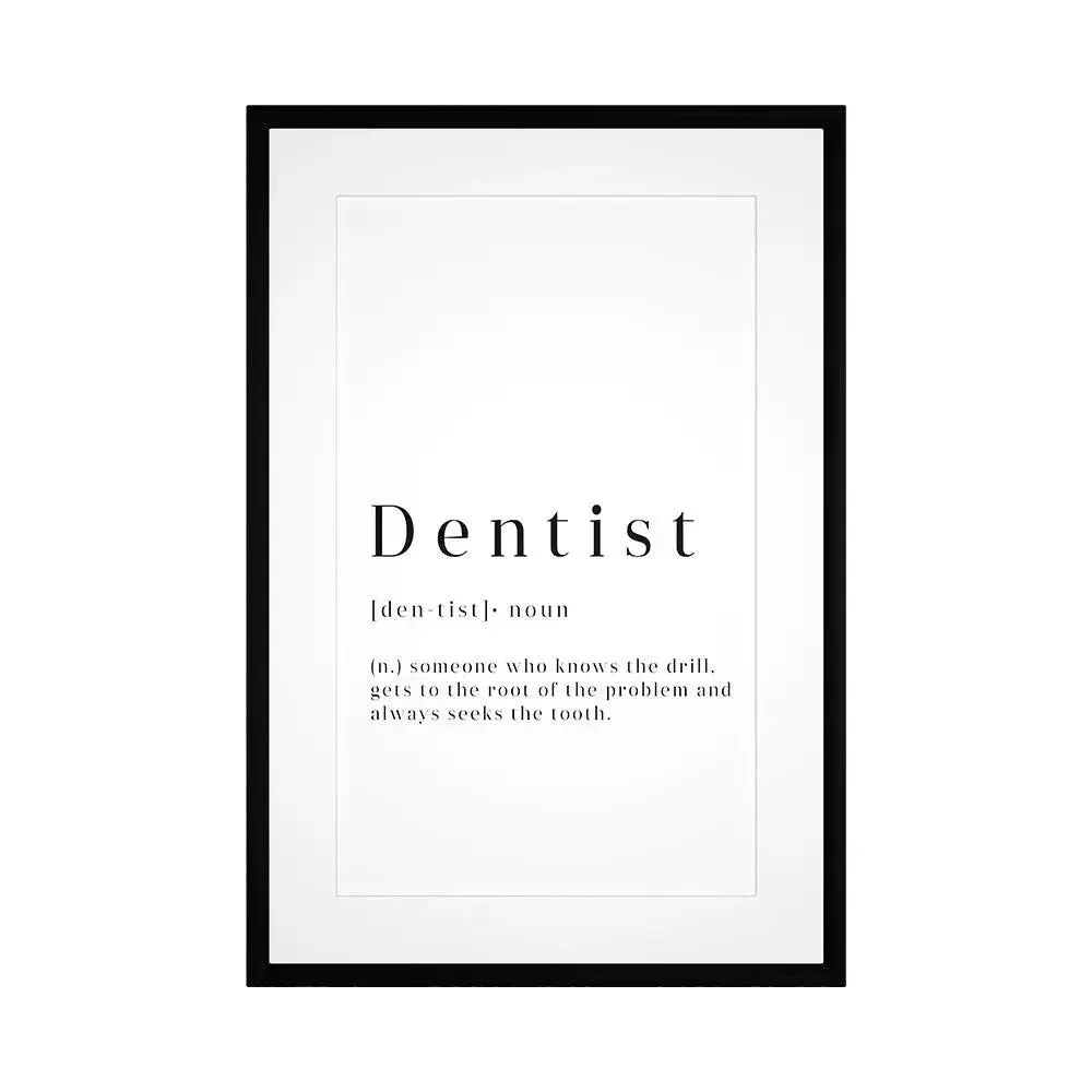 Aesthetic "Dentist Meaning" Framed Wall Art