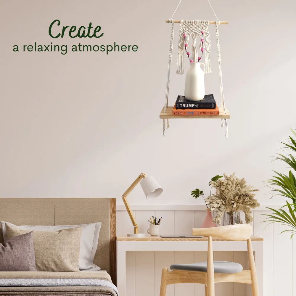 Aesthetic Durable Twisted Macrame Wall Hanging Shelf
