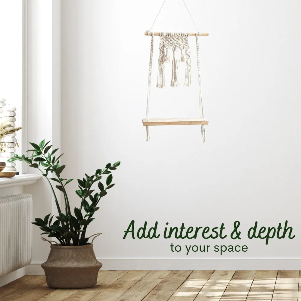 Aesthetic Durable Twisted Macrame Wall Hanging Shelf