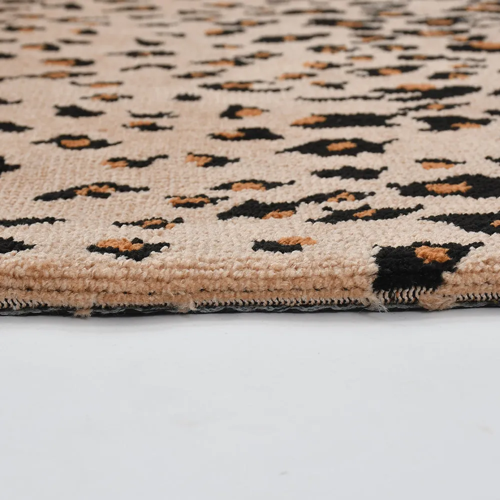 Aesthetic Gold and Beige Abstract Print Hand Tufted Polyester Carpet 2X5