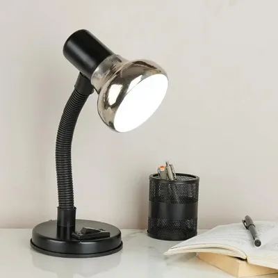 Aesthetic Half-Chrome Mini Study Lamp with Sturdy Round Base & Adjustable Neck