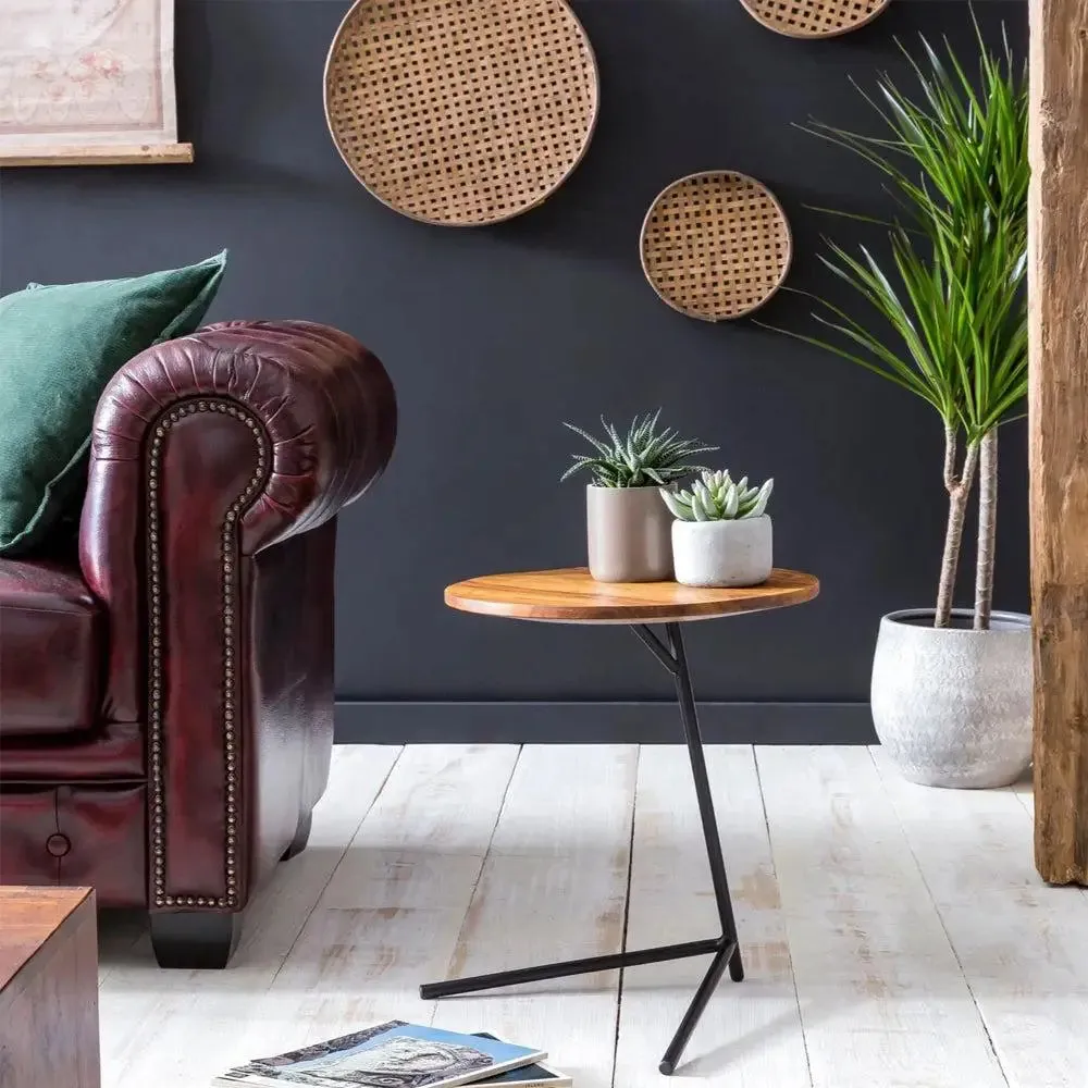 Aesthetic High-Quality Sheesham Side Table / Coffee Table with Metal Legs