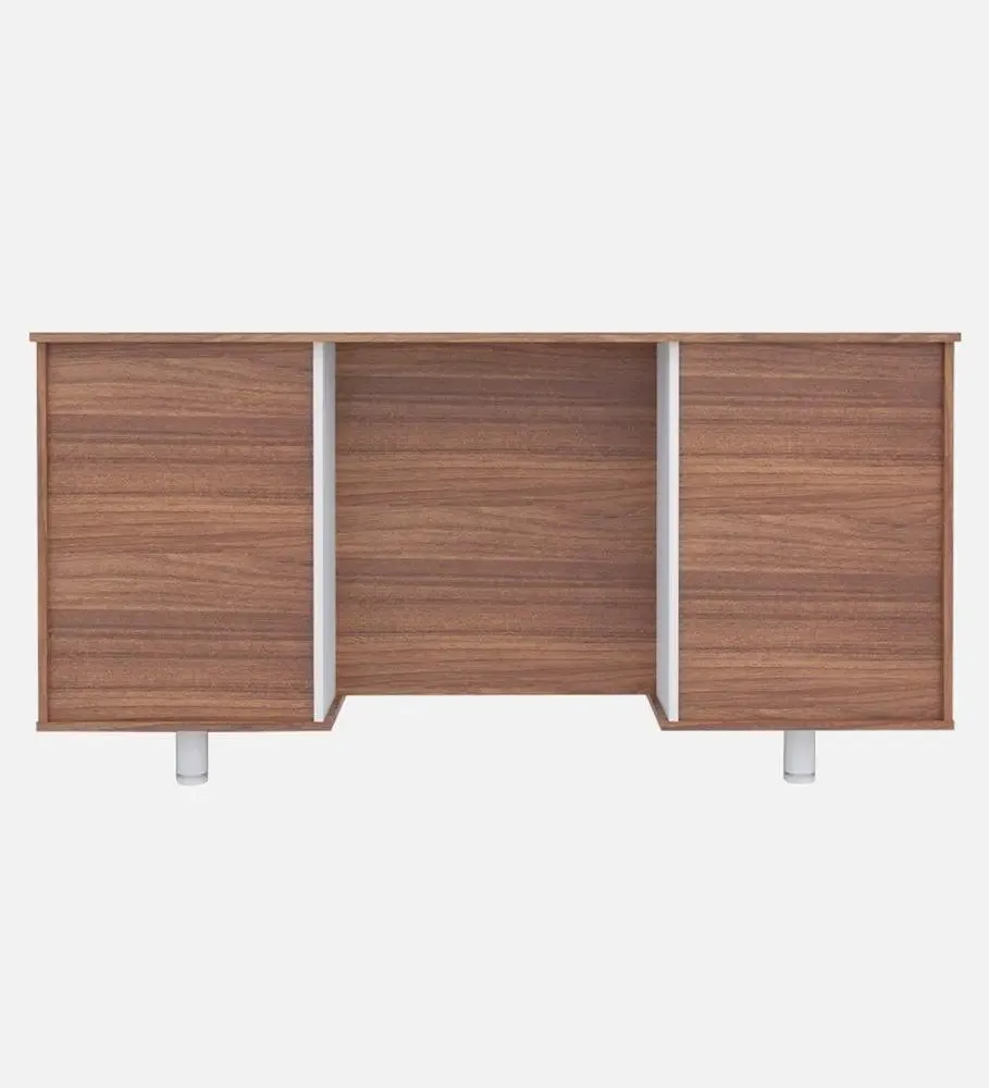 Aesthetic Matte Finish WHite &amp; Brown Wood Office Tables for Home