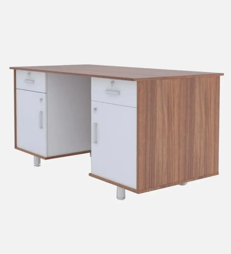 Aesthetic Matte Finish WHite &amp; Brown Wood Office Tables for Home