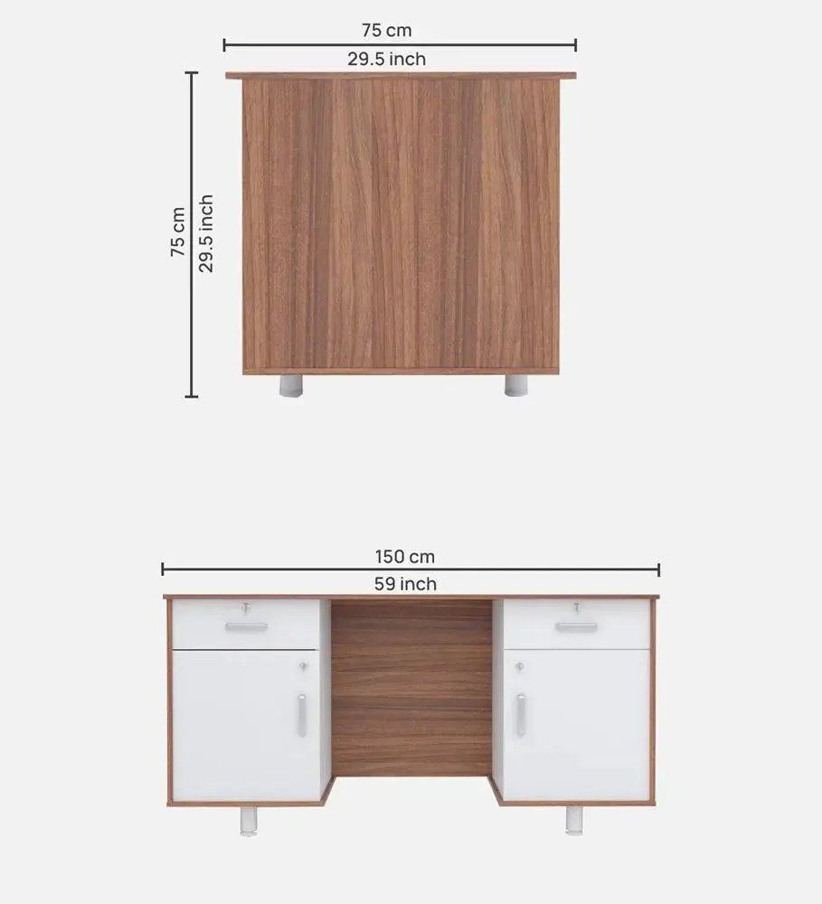 Aesthetic Matte Finish WHite &amp; Brown Wood Office Tables for Home