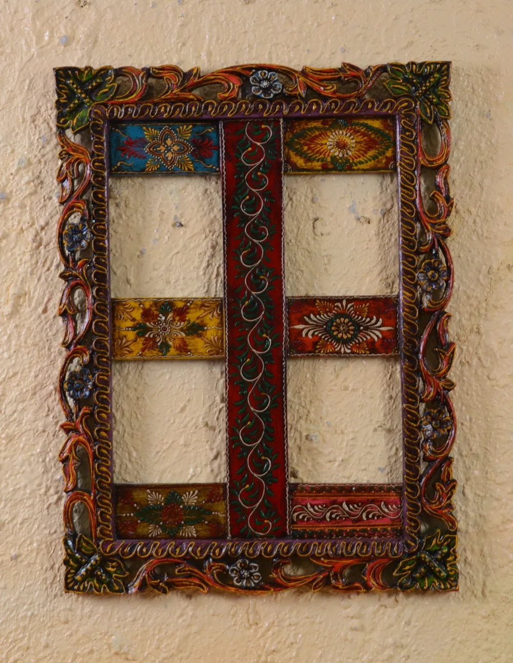 Aesthetic Multicolor Painted Framed Wooden Wall Panel