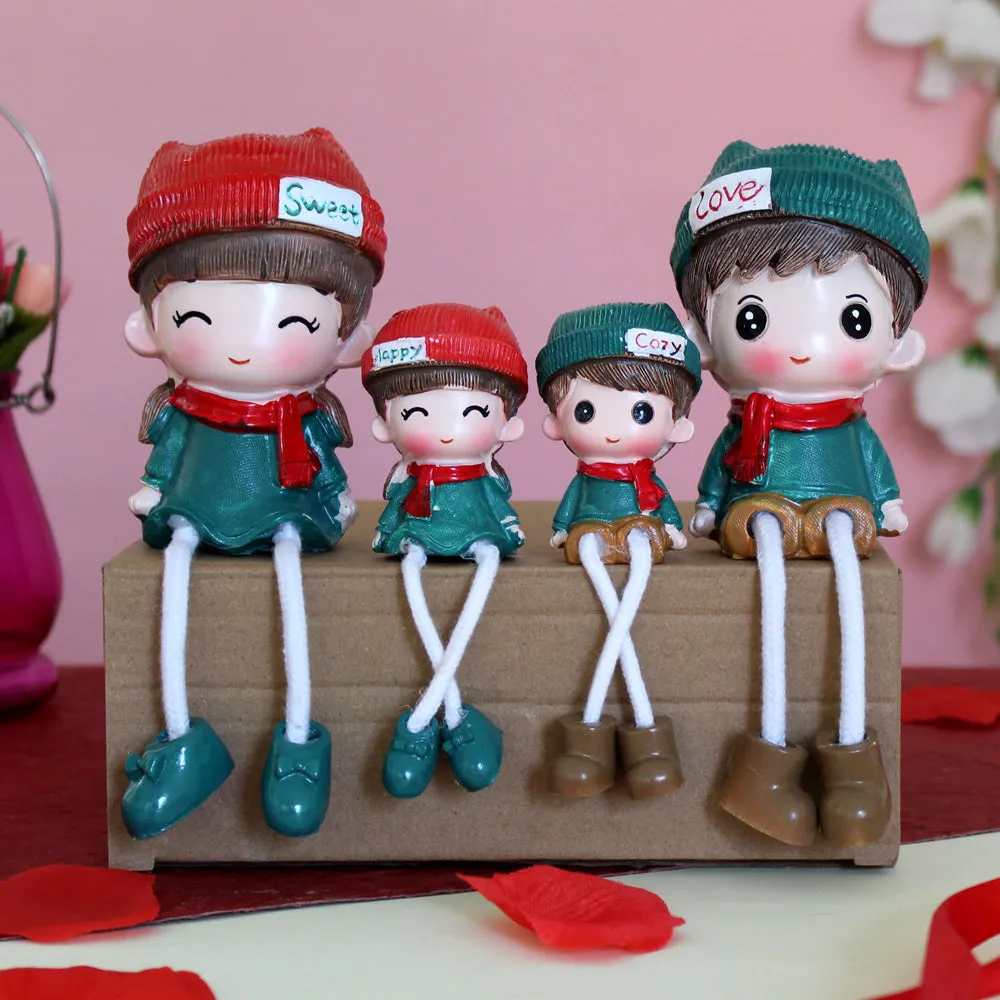 Aesthetic Multicoloured Family Members Showpiece Statues for Valentine's Day (Pack of 4)