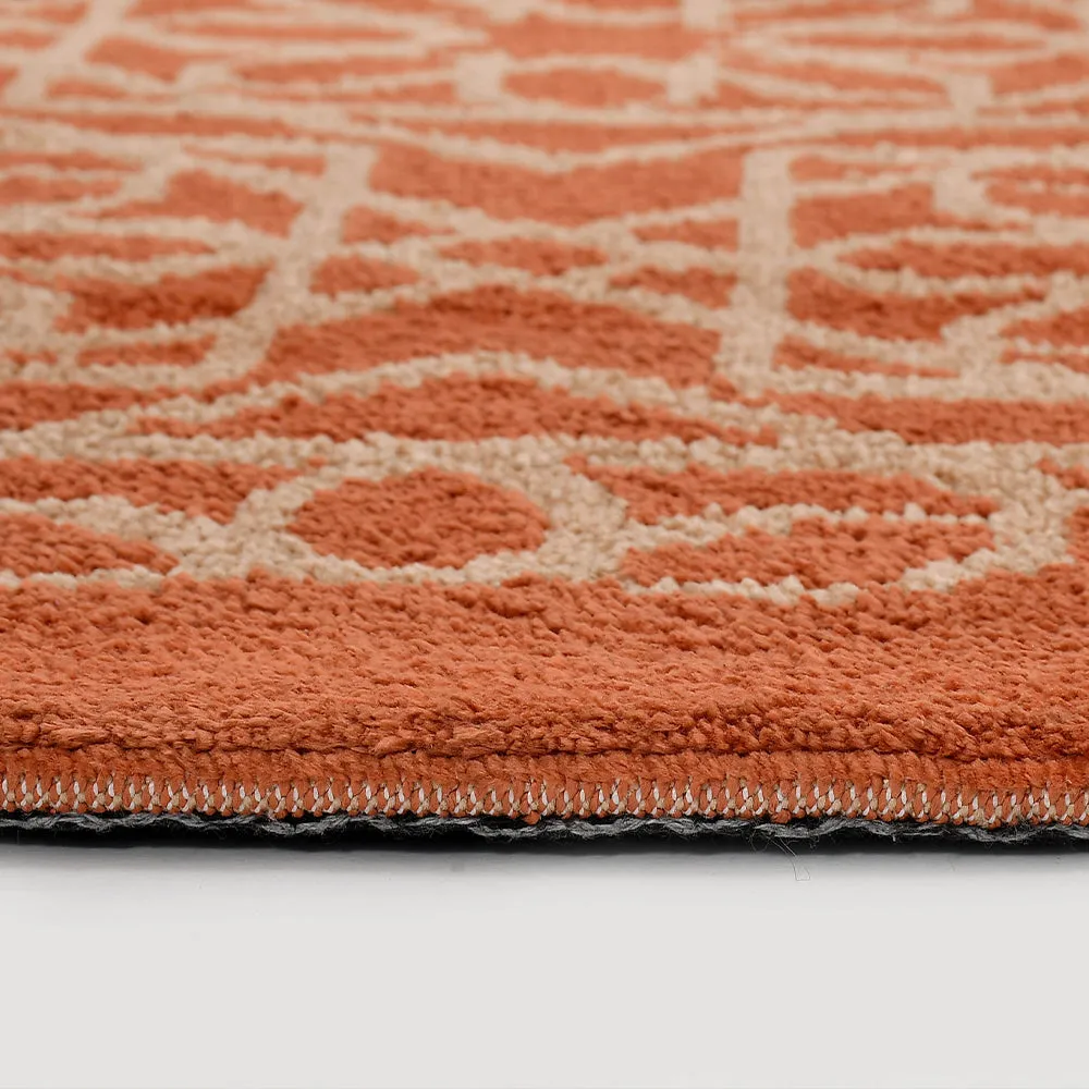Aesthetic Orange and Beige Geometric Print Hand Tufted Polyester Carpet 2X5