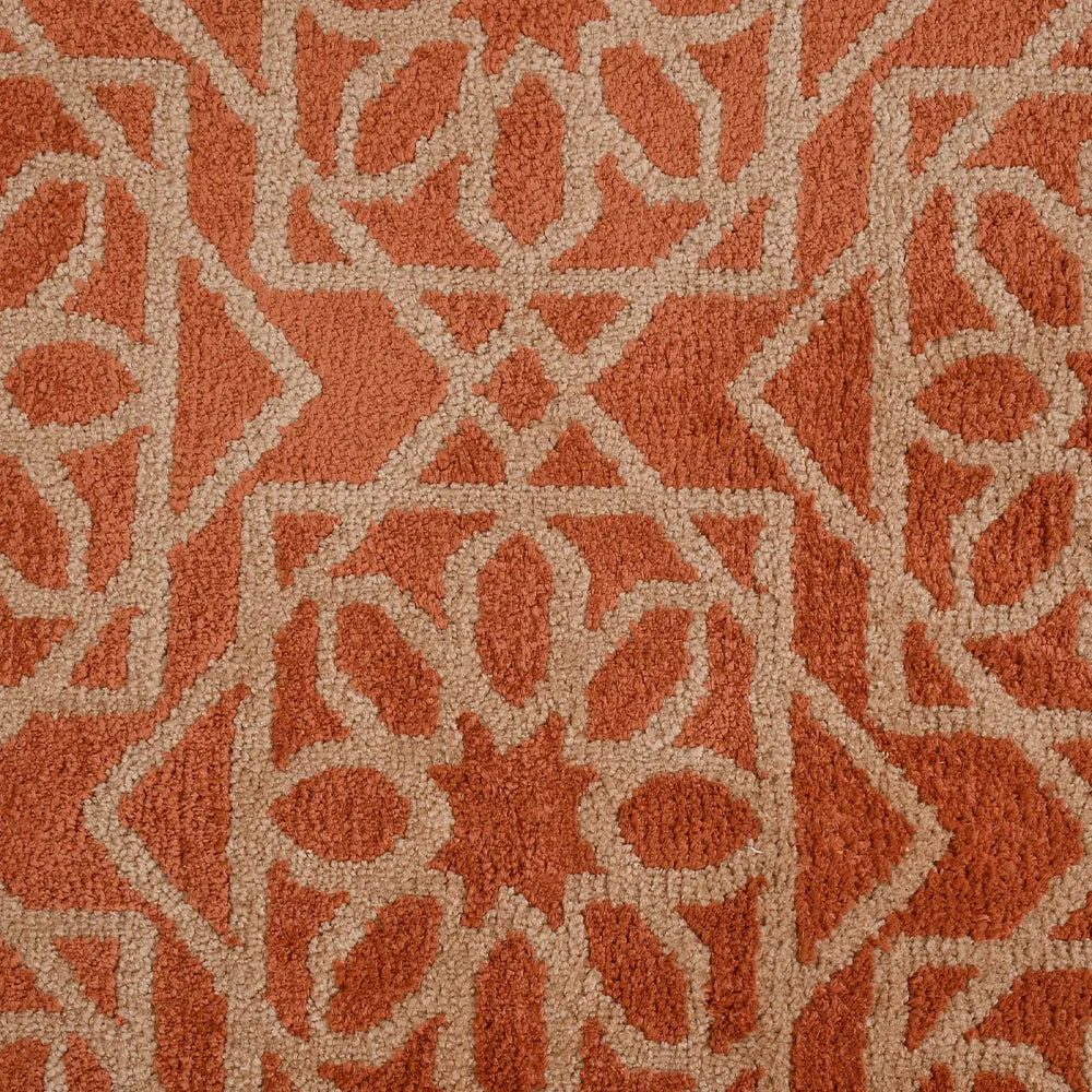 Aesthetic Orange and Beige Geometric Print Hand Tufted Polyester Carpet 2X5