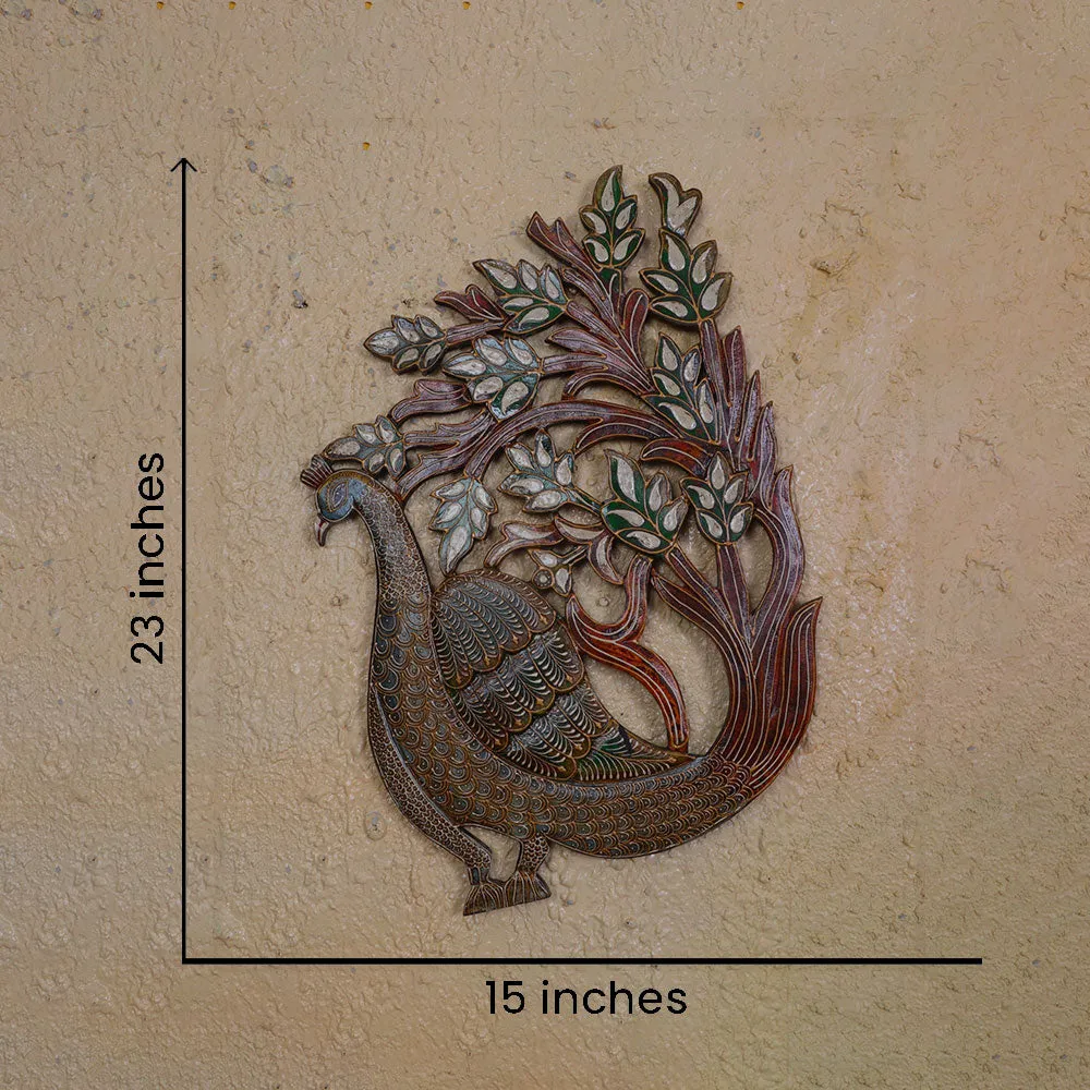 Aesthetic Peacock Painted Wooden Wall Art