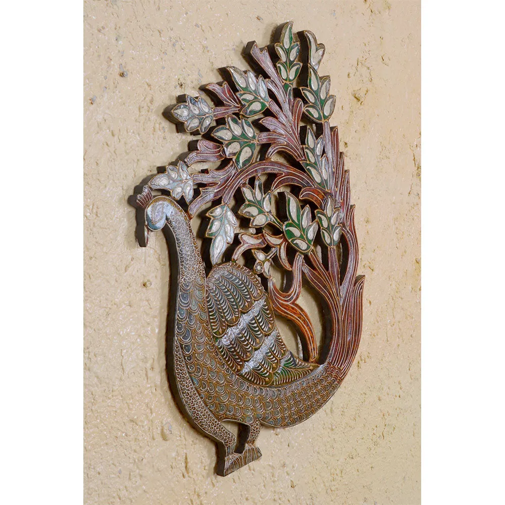 Aesthetic Peacock Painted Wooden Wall Art