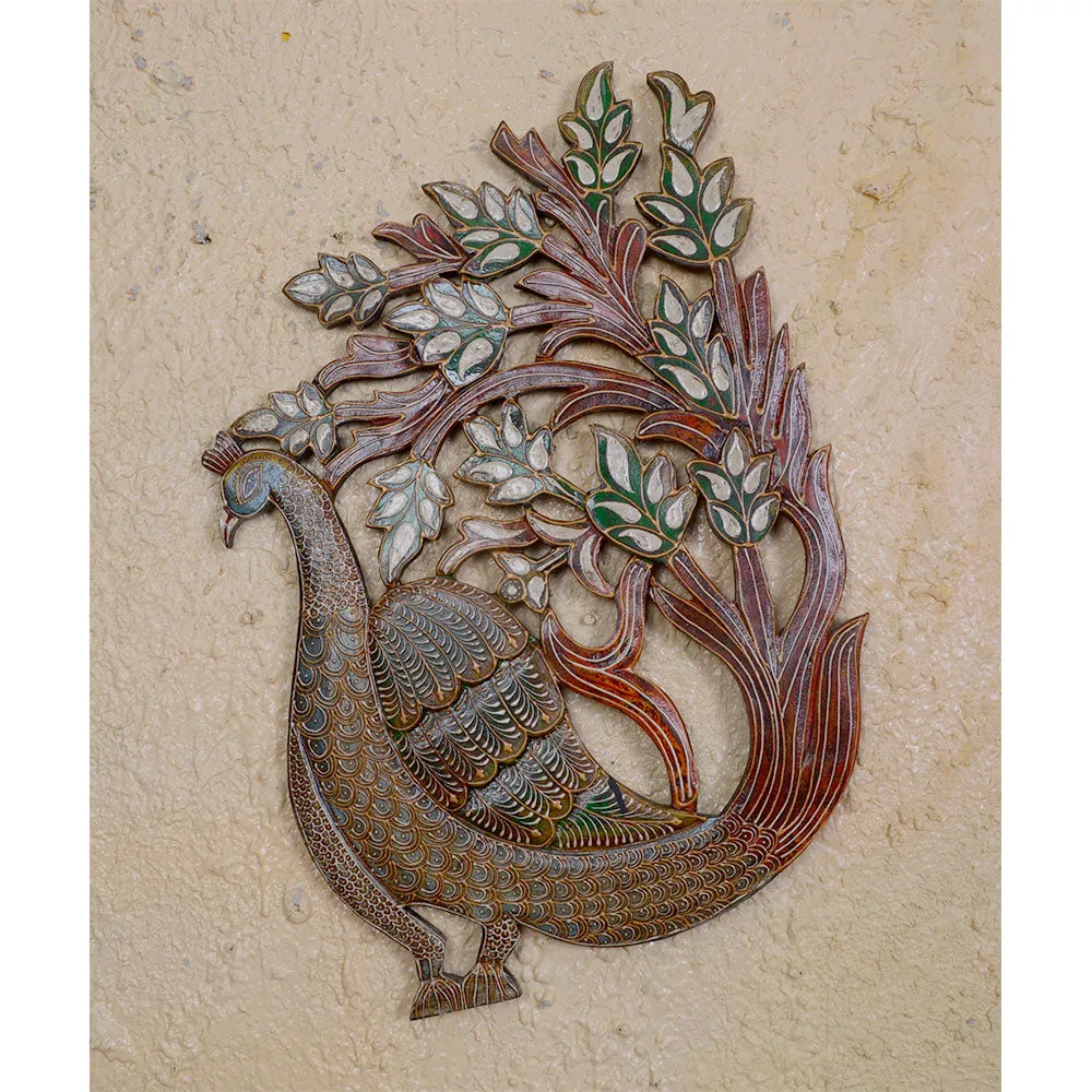 Aesthetic Peacock Painted Wooden Wall Art