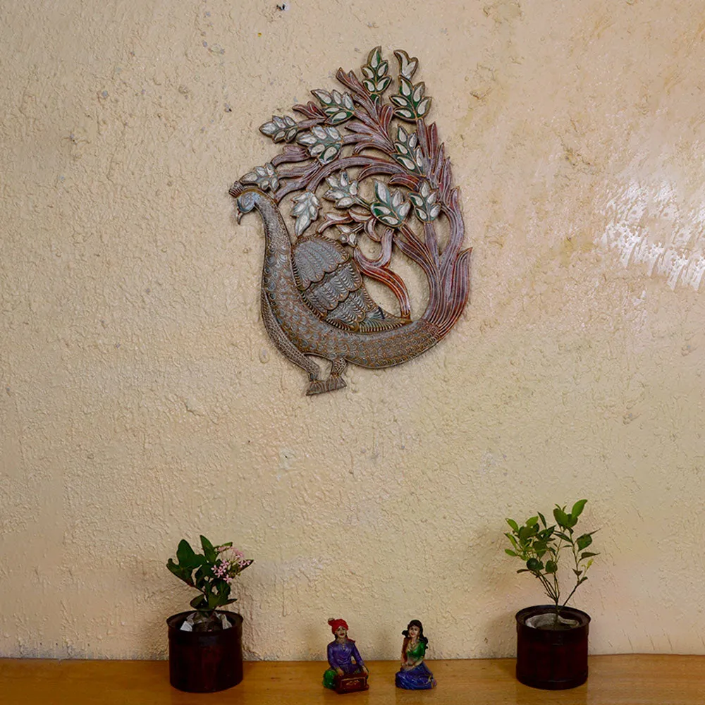 Aesthetic Peacock Painted Wooden Wall Art