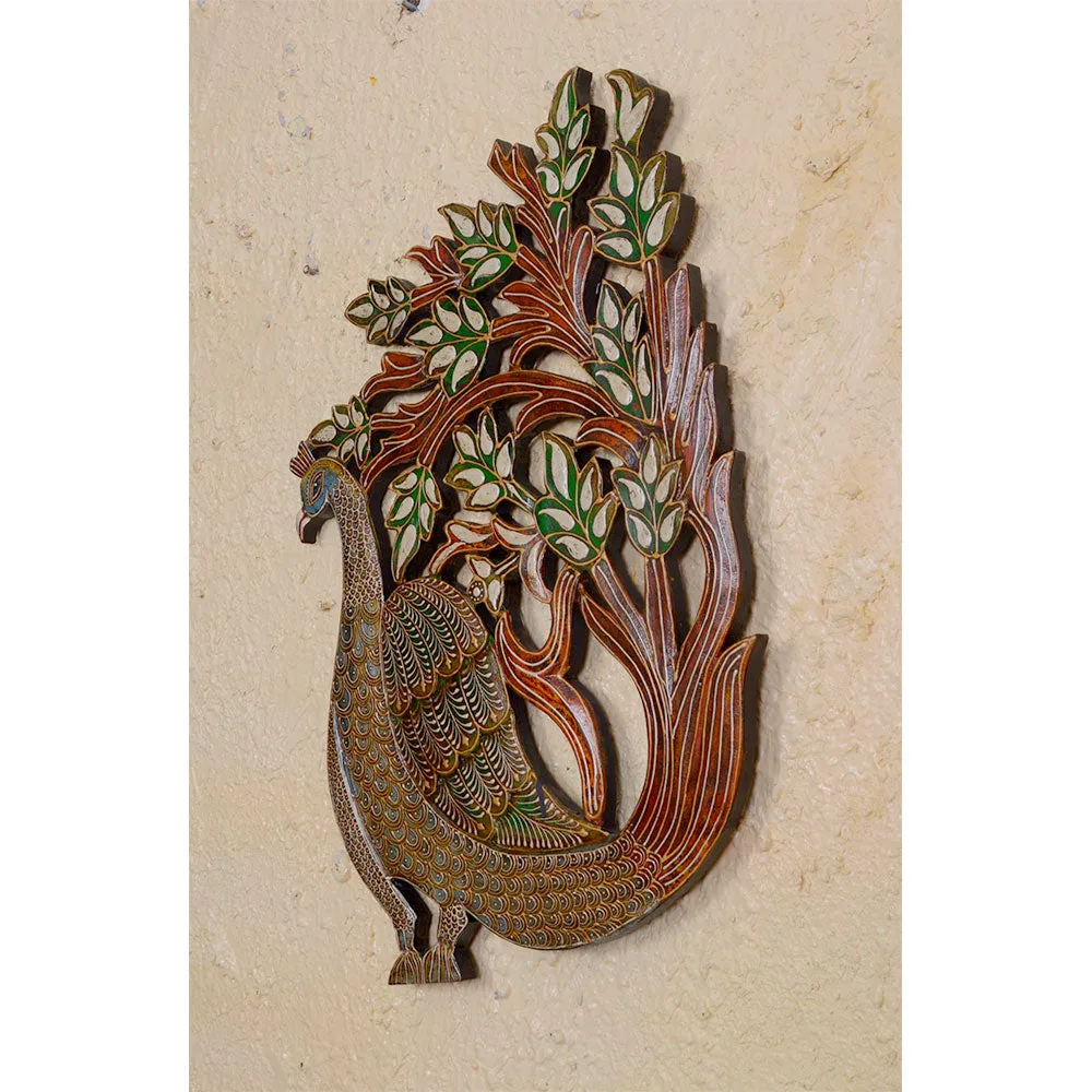 Aesthetic Peacock Painted Wooden Wall Art
