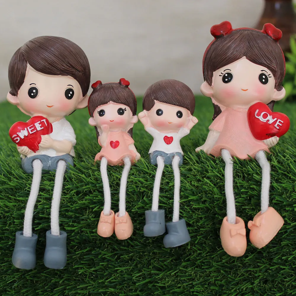 Aesthetic Pink Family Members Showpiece Statues for Valentine's Day (Pack of 4)
