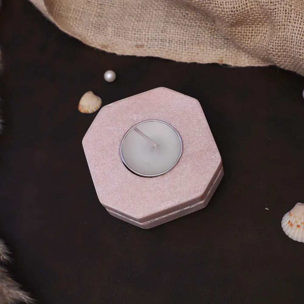 Aesthetic Pink Marble Tealight Candle Holder