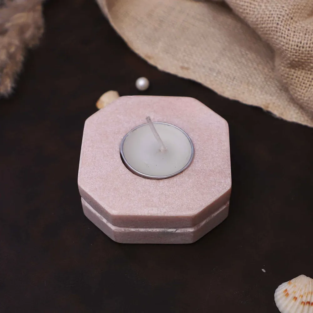 Aesthetic Pink Marble Tealight Candle Holder