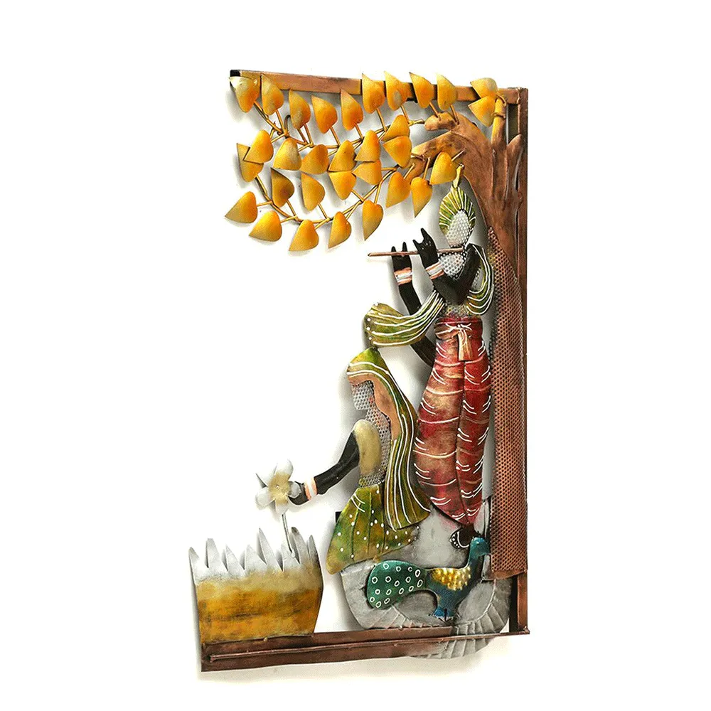 Aesthetic Radha Krishna Metal Wall Art With LED