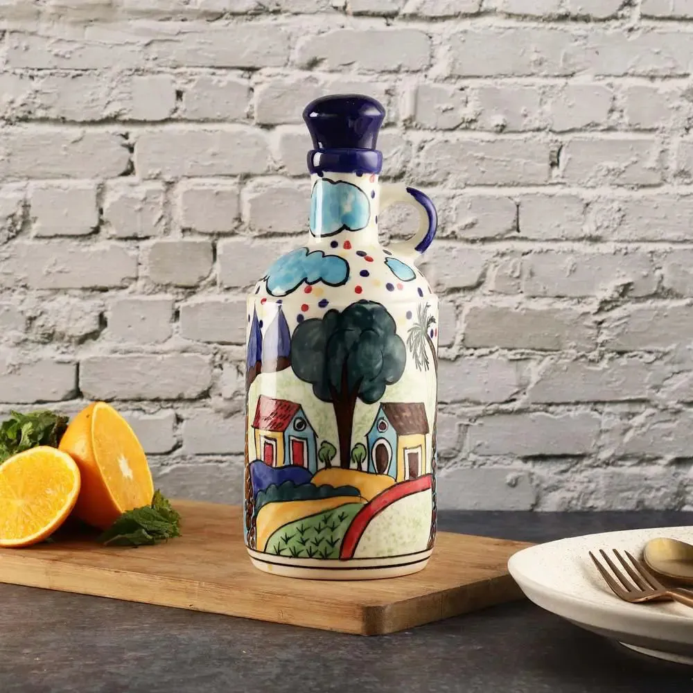 Aesthetic Rural Scenes Handpainted Ceramic Oil Dispenser