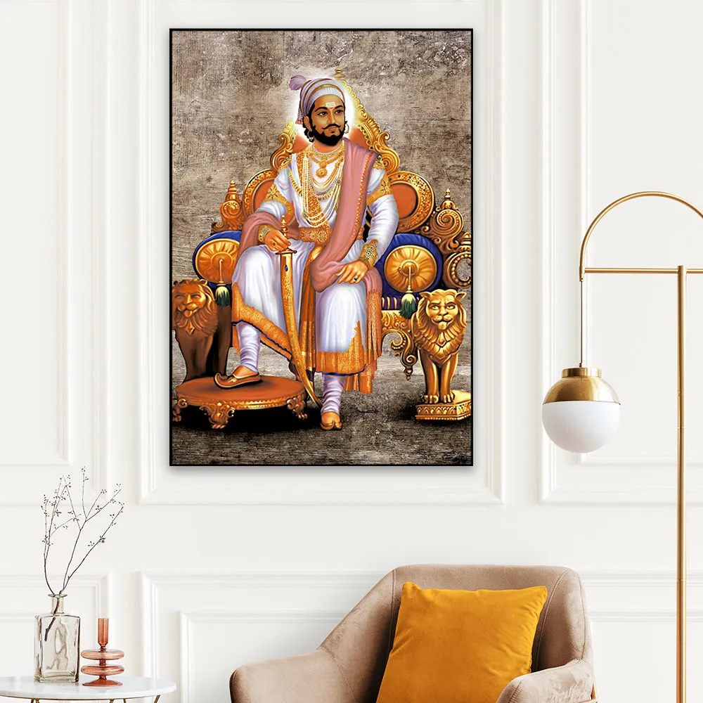 Aesthetic Shivaji Maharaj Canvas Painting With Frame