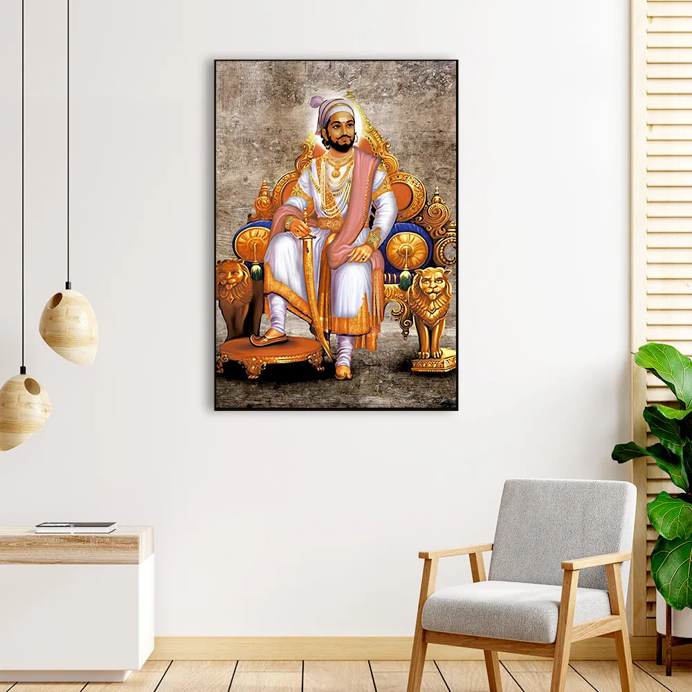 Aesthetic Shivaji Maharaj Canvas Painting With Frame