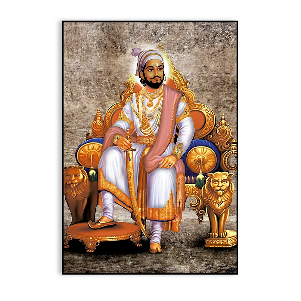 Aesthetic Shivaji Maharaj Canvas Painting With Frame