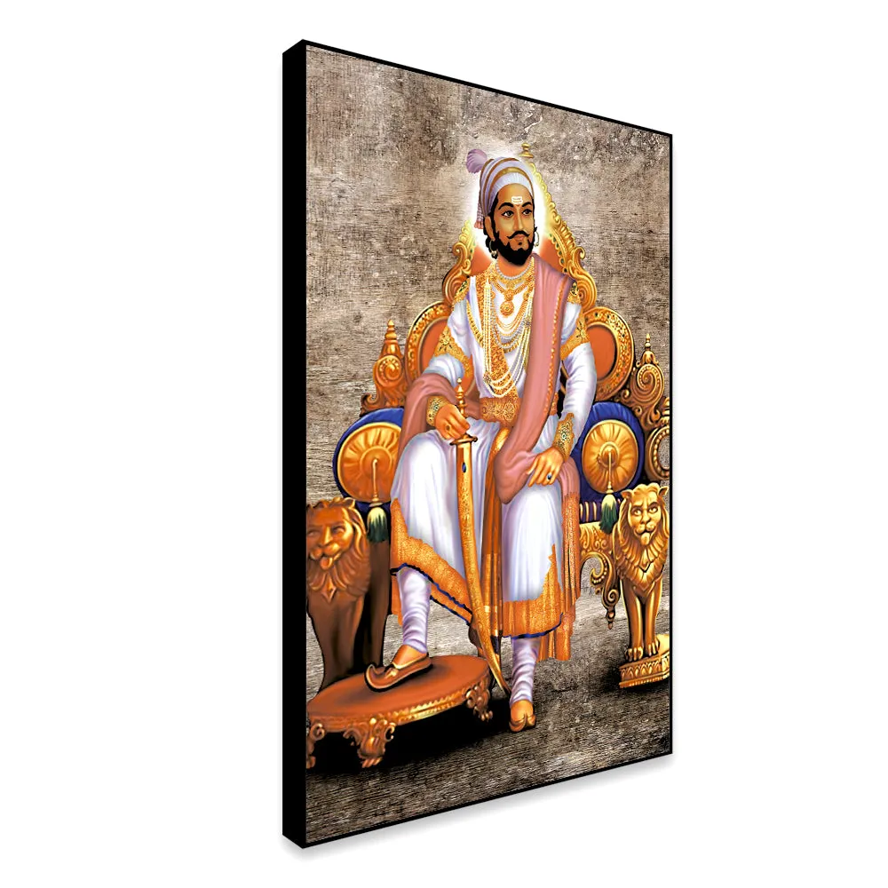 Aesthetic Shivaji Maharaj Canvas Painting With Frame