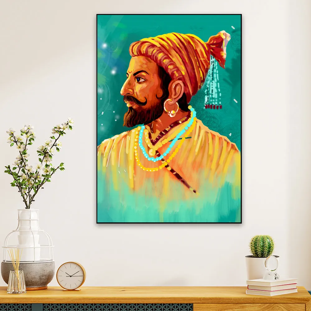 Aesthetic Shivaji Maharaj Canvas Painting for Home With Frame