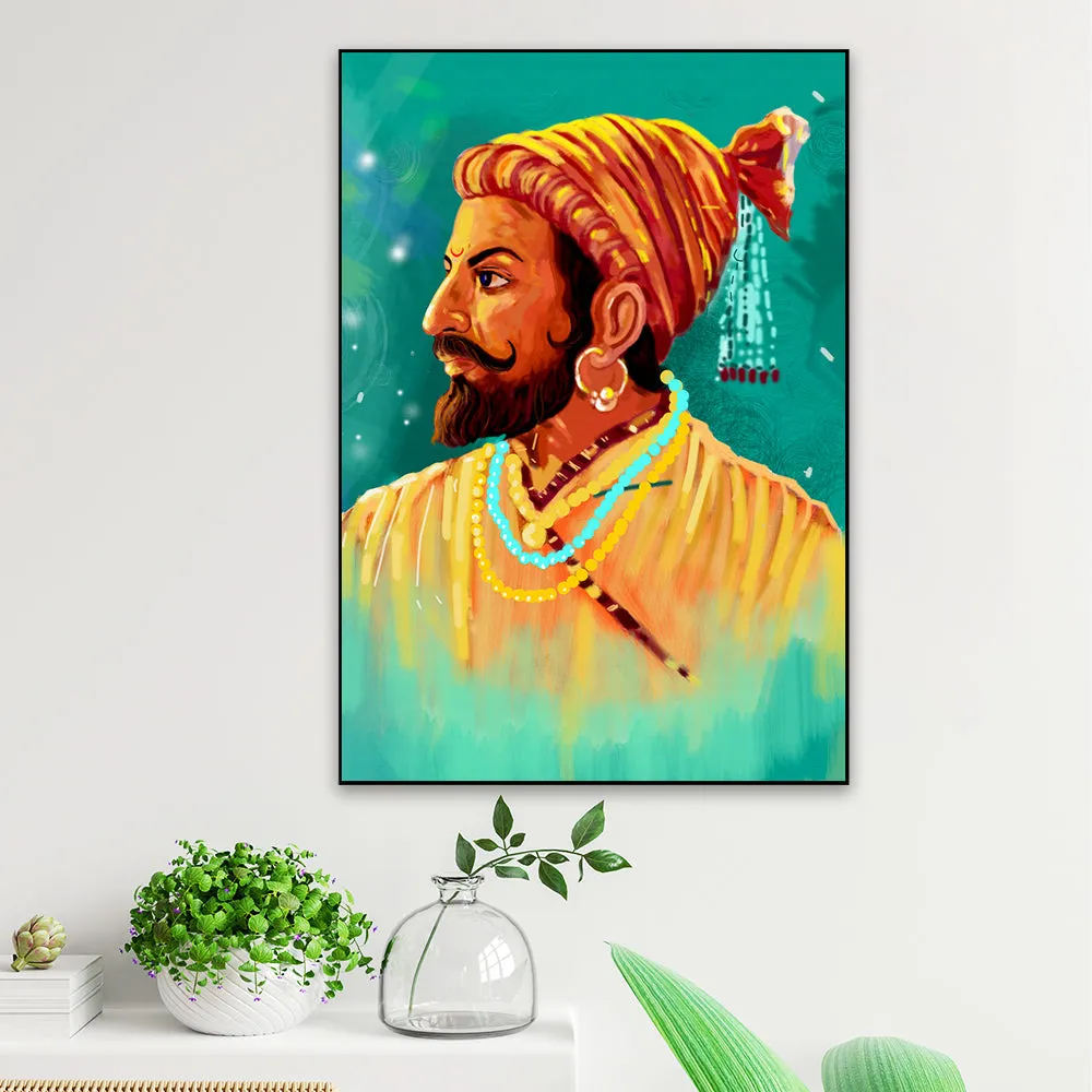 Aesthetic Shivaji Maharaj Canvas Painting for Home With Frame