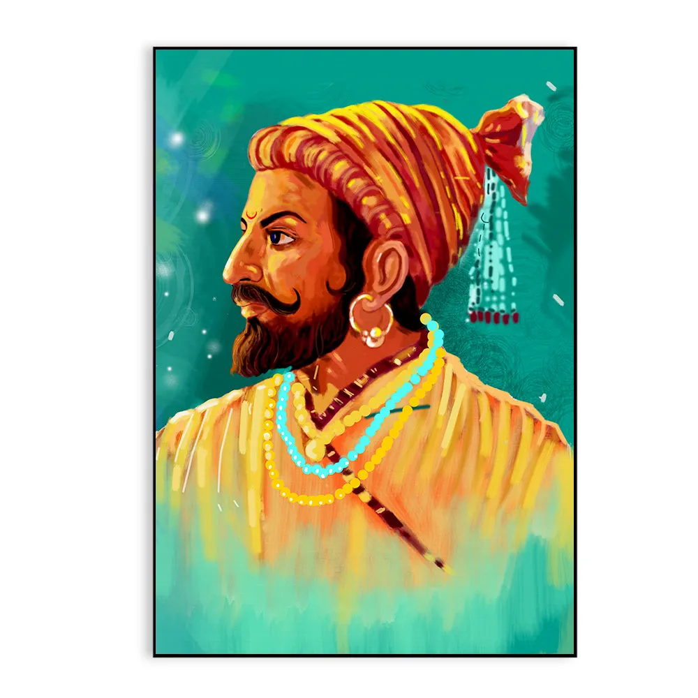 Aesthetic Shivaji Maharaj Canvas Painting for Home With Frame
