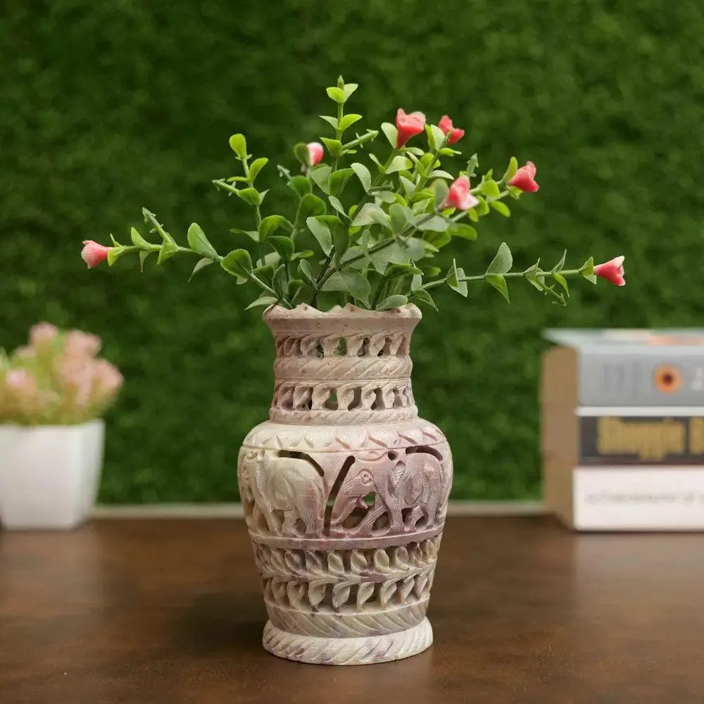 Aesthetic Soapstone Flower Vase with Beautiful Design
