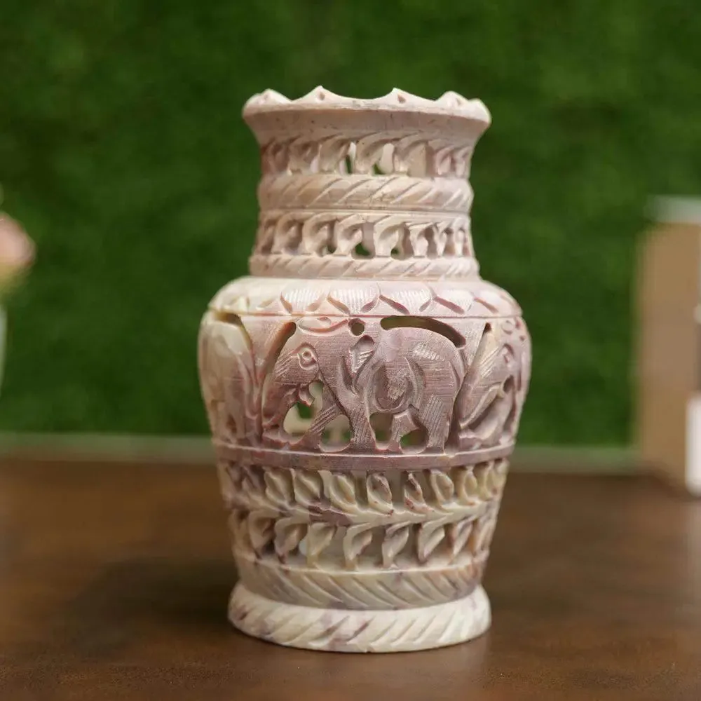 Aesthetic Soapstone Flower Vase with Beautiful Design