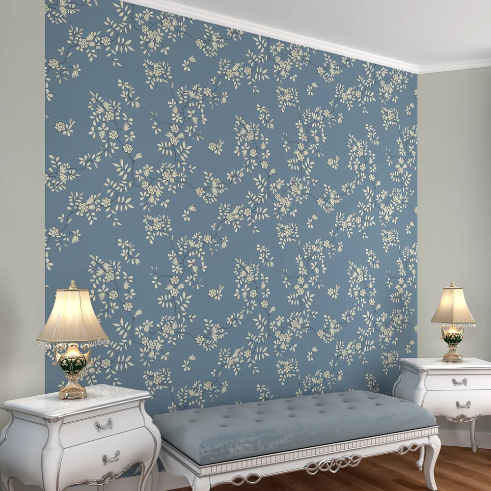 Aesthetic Touch Of Cotyledons Light Blue &amp; Yellow Premium Quality Wallpaper