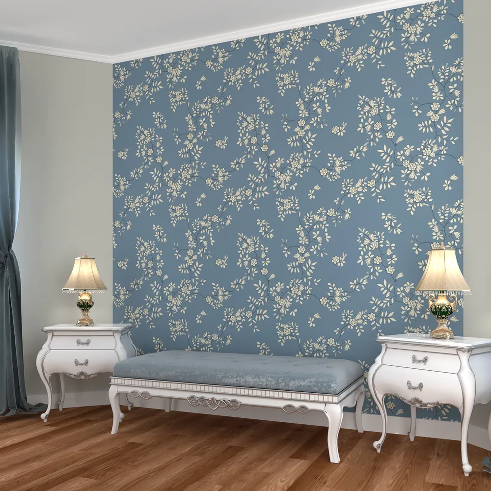 Aesthetic Touch Of Cotyledons Light Blue &amp; Yellow Premium Quality Wallpaper