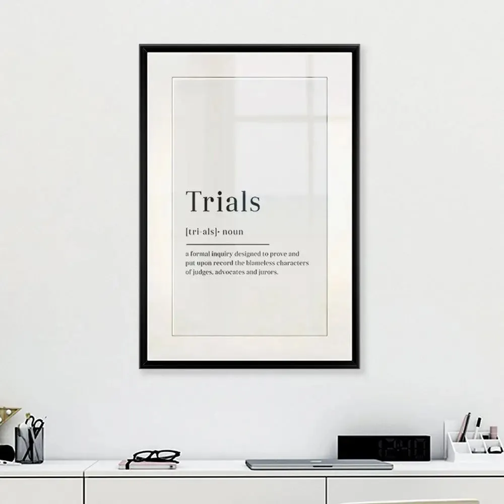 Aesthetic "Trials Defination" Framed Wall Art for Lawyer's Office