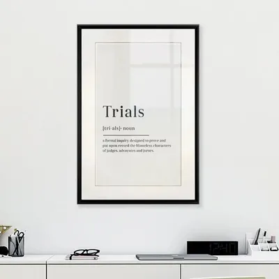 Aesthetic "Trials Defination" Framed Wall Art for Lawyer's Office