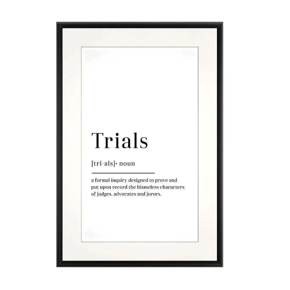 Aesthetic "Trials Defination" Framed Wall Art for Lawyer's Office