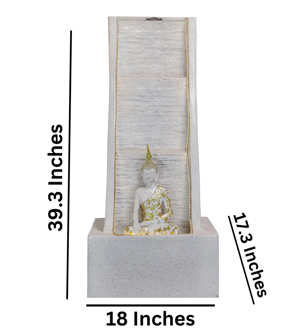 Aesthetic White Lord Buddha Water Fountain for Home