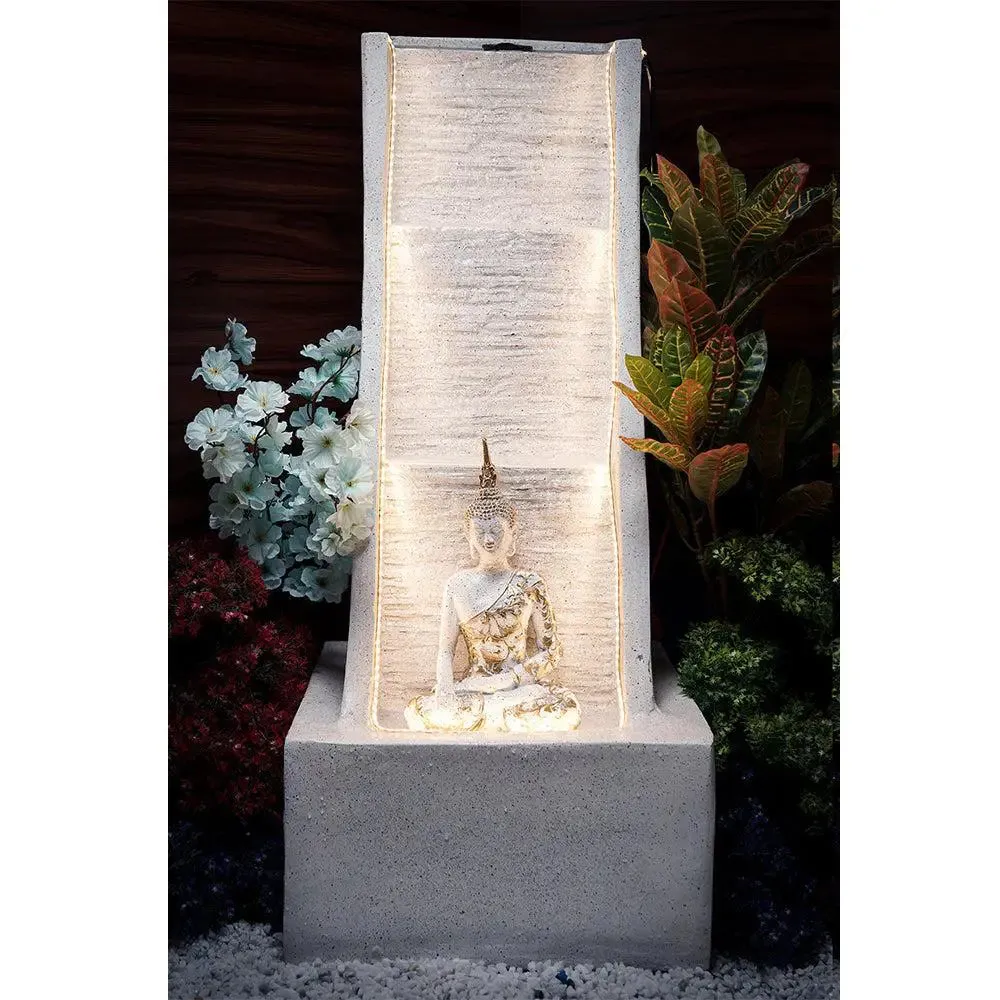 Aesthetic White Lord Buddha Water Fountain for Home