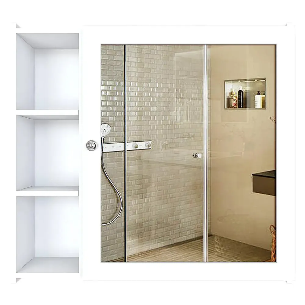 Aesthetic Wooden Bathroom Cabinet with 5 Spacious Shelves- Solid Brown