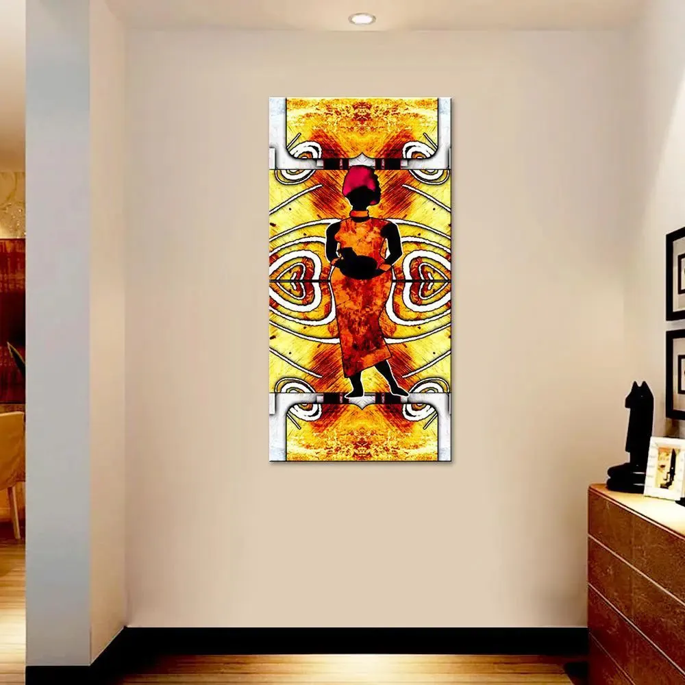 African Lady Abstract design Canvas Printed Wall Painting With Frame