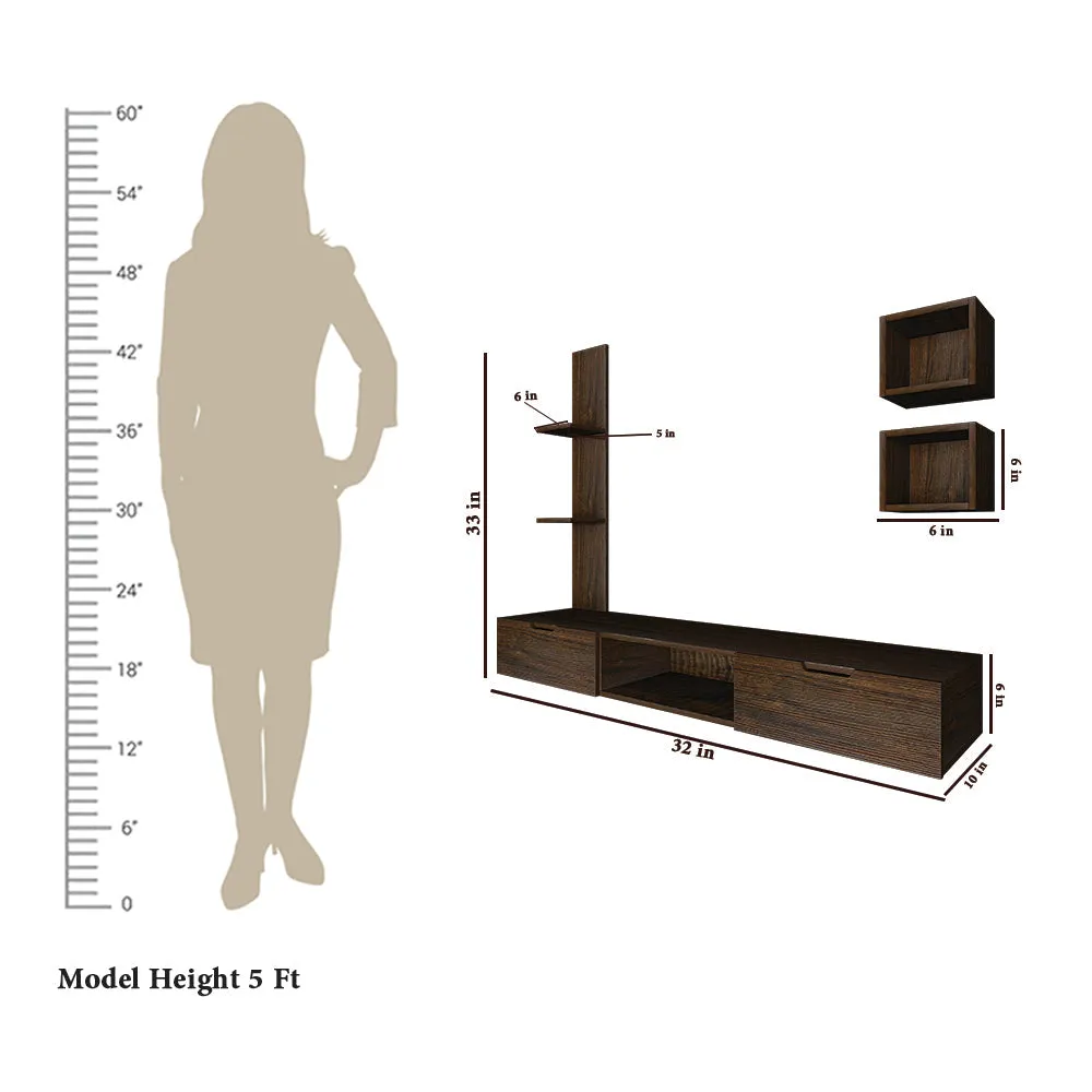 African Oak Walnut Distinctly Shelved Tv Unit