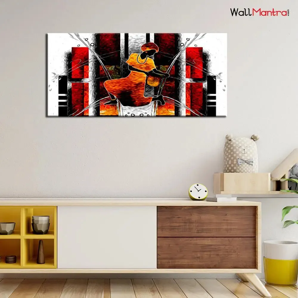 African Vintage Modern Art Canvas Wall Painting With Frame