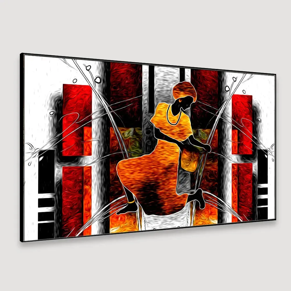 African Vintage Modern Art Canvas Wall Painting With Frame