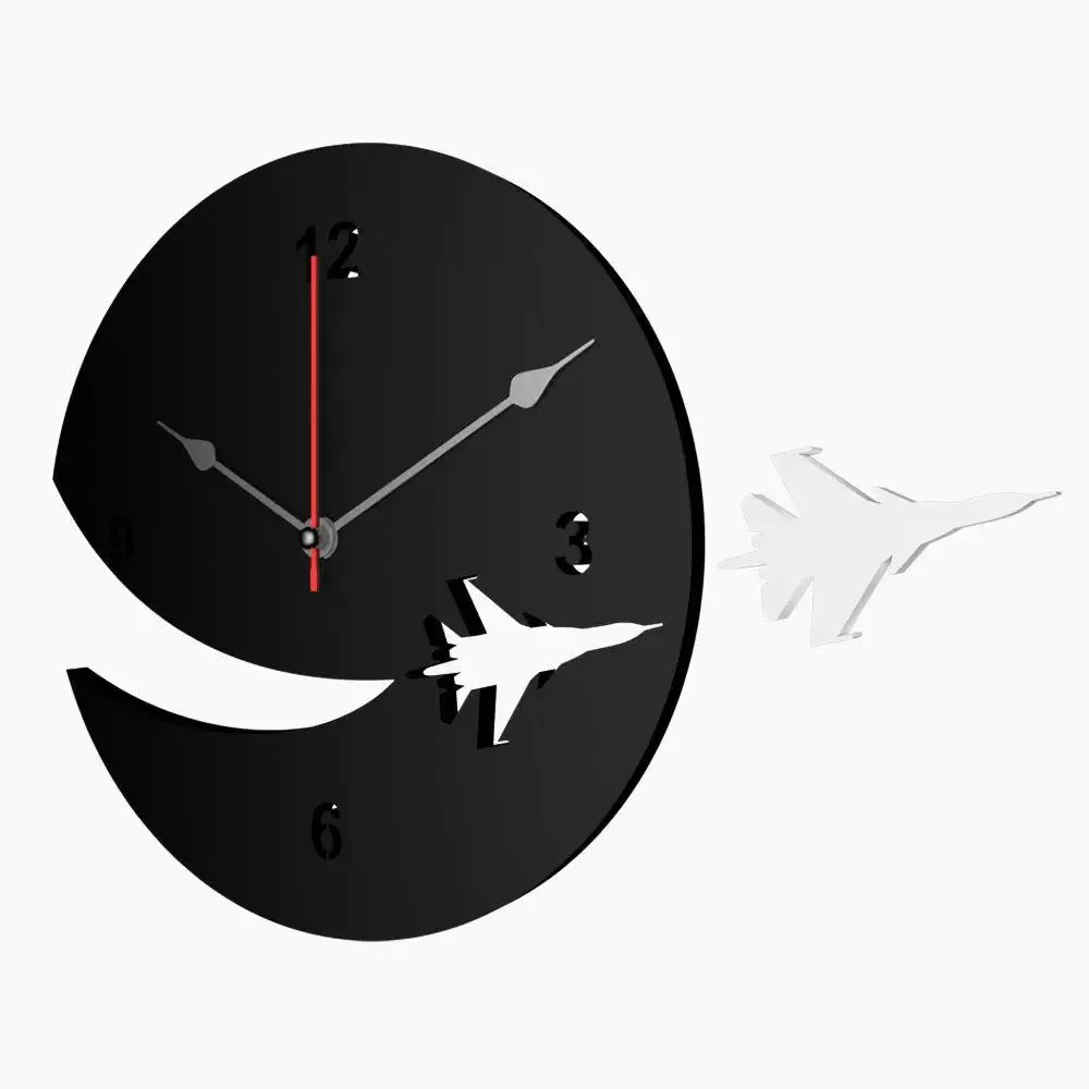 Airplane Designer in Black Color Wooden Wall Clock
