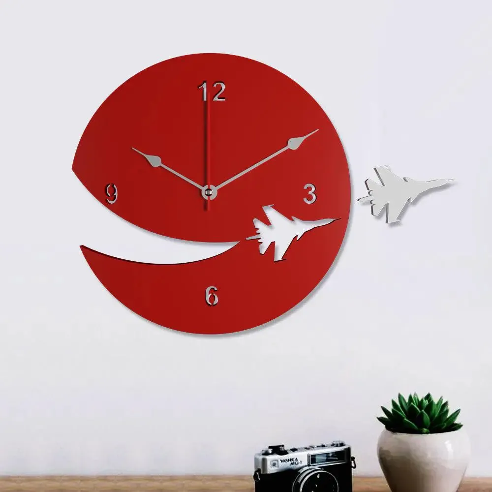 Airplane Designer in Brown Color Wooden Wall Clock